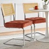 Set of 2 Kylie 20.5" Wider Flannel Upholstered Tufted Seat With Metal Chrome Legs and Woven Rattan Backrest Dining Chairs - Maison Boucle - 3 of 4