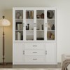 FUFU&GAGA Modern Minimalist 4 Glass Doors Display Cabinet,Multi-Storage Display Unit,Living Room Decor Storage,Home Office Bookcase with Drawers - 4 of 4
