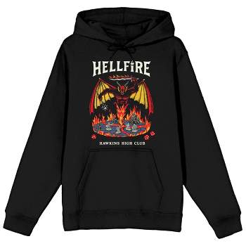 Stranger Things Hellfire Hawkins High Club Long Sleeve Black Adult Hooded Sweatshirt