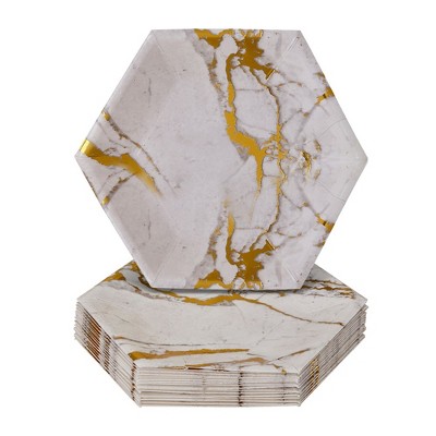 Silver Spoons Elegant Disposable Hexagon Plates For Party, Heavy Duty ...