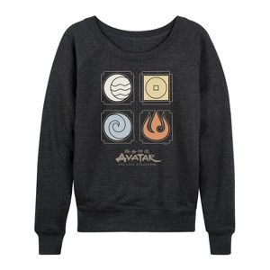 Women's - Avatar: The Last Airbender - Nations Symbols Lightweight French Terry Wide Neck Long Sleeve Shirt - 1 of 4