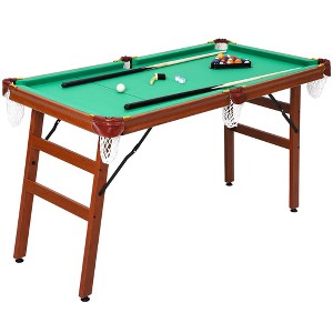 Garvee 4.5 ft Folding Billiards Table Pool Game Table with 2 Cue Sticks 16 Balls Triangle Chalk for Kids and Adults, Green - 1 of 4