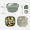 Salad Bowl with 4-Compartment Tray, Leak-Proof Dressing Cup & Fork, 54oz - 2 of 4