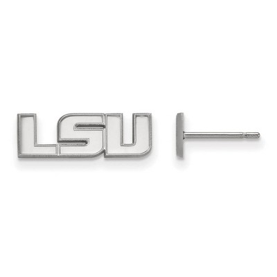 Black Bow Jewelry 14k White Gold Louisiana State Fighting Tigers NCAA Post Earrings
