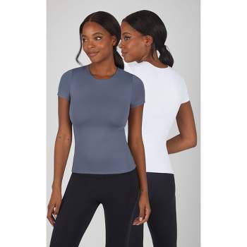 90 Degree By Reflex Womens 2 Pack Contour Crew Neck Tee