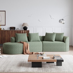 112" Modern Chenille Modular Sectional Sofa with 4 Pillows, Cloud-Style 4-Seat Oversize Couch for Living Room or Apartments - The Pop Home - 1 of 4