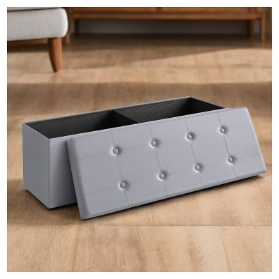 LEDREM 43" Storage Ottoman Bench, Ottoman with Storage, Leather Storage Bench, Hold up to 660lb for Living Room