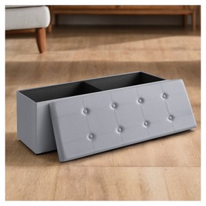 LEDREM 43" Storage Ottoman Bench, Ottoman with Storage, Leather Storage Bench, Hold up to 660lb for Living Room - 1 of 4