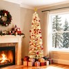 6ft /7.5ft /9ft Snow Flocked Slim Pencil Christmas Tree With Pre-Strung Bulbs, Pre-Lighted Xmas Tree, Lush Branches, Space-saving, Easy to Install - 2 of 4