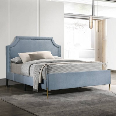 Milla 86" King Bed: Nailhead Trim, No Box Spring Required - Acme ...