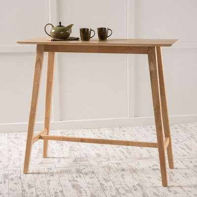 42'' Rectangular Counter Height Bar Table with Wood Frame and Crossbar Support for Kitchen or Dining Spaces-The Pop Home