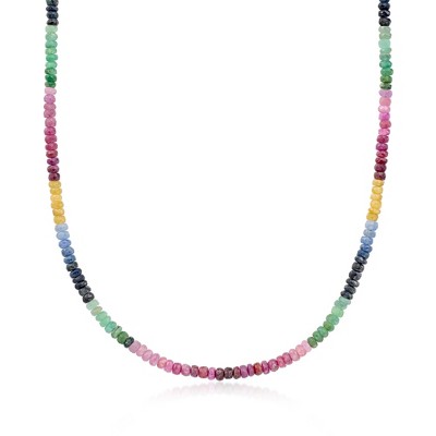 Ross-Simons 80.00 ct. t.w. Multicolored Sapphire Bead Necklace With 14kt Yellow Gold Magnetic Clasp