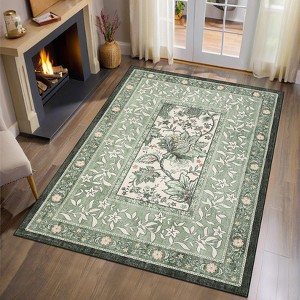 4x6 Rug for Bedroom, Provence Botanical Grove Washable Rugs Non Slip Low Pile Small Carpet for Bedside Kids Room Office Dining Room - 1 of 4
