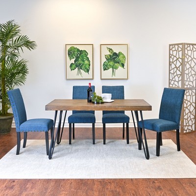 NicBex Dining Room Table Set for 4 Morden Dining Table Set with Wooden Tabletop, Metal Legs and 4 Upholstered Chairs for Dining Room