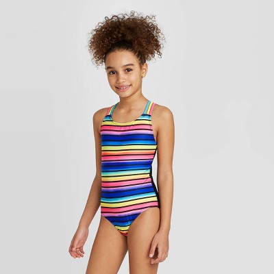 horizontal striped one piece swimsuit