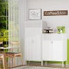 The metal food storage cabinet, 61 inches high, is equipped with adjustable shelves and is suitable for homes and kitchens.(white) - 2 of 4