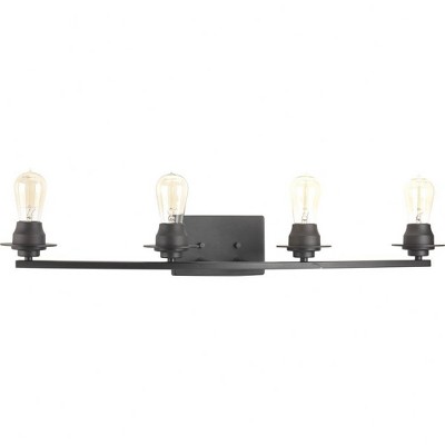 Progress Lighting Debut 4-Light Bath Vanity Fixture, Steel, Graphite, Clear Seeded Shades