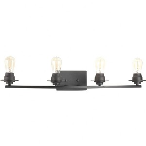 Progress Lighting Debut 4-Light Bath Vanity Fixture, Steel, Graphite, Clear Seeded Shades - 1 of 4