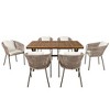 Nestfair 7pc Metal Frame Outdoor Dining Set with Cushion and Acacia Wood Tabletop Beige - 3 of 4