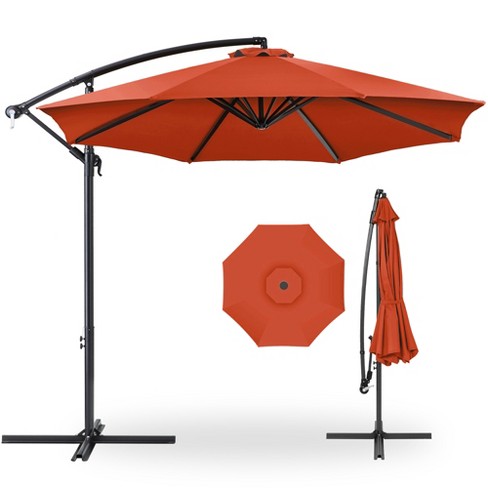 Best Choice Products 10ft Offset Hanging Outdoor Market Patio Umbrella w Easy Tilt Adjustment Rust