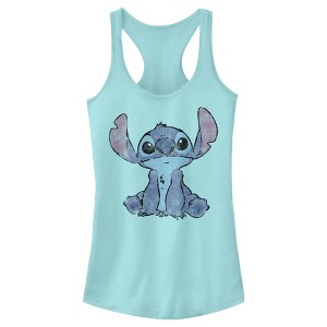 Juniors Womens Lilo & Stitch Watercolor Stitch Racerback Tank Top - 1 of 4