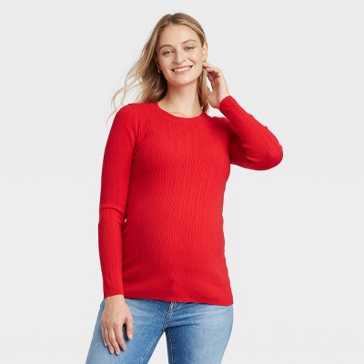 Ribbed Lightweight Crew Neck Maternity Sweater - Isabel Maternity