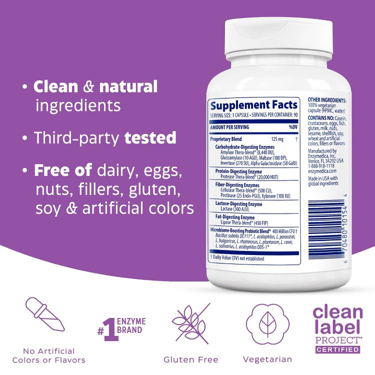 Enzymedica Digest Gold Enzymes and Probiotics Everyday Digestion Regular Strength Digestive and Gut Support Supplement Capsules - 90ct, 5 of 10