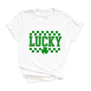 Simply Sage Market Women's Checkered Lucky Shamrock Short Sleeve Graphic Tee - 1 of 4