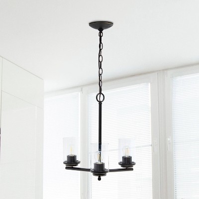 Restoration Bronze 3-Light 15" Classic Pendant Chandelier with Clear Glass