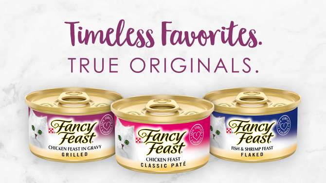 Purina Fancy Feast Kitten Classic Pat&#233; Variety Pack Turkey &#38; Fish Flavor Wet Cat Food Cans for Kittens - 3oz/12ct, 2 of 10, play video