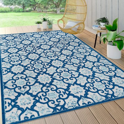 3'x5' Gallia Tile Trellis High-low Indoor/outdoor Area Rug, Light Gray ...