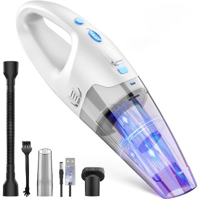 Teendow 6000Pa Handheld Vacuum Cordless,Car Hand Cordless Rechargeable,Hand Held Vacuum with LED Light/Multi Accessories for Home,Office,Pet,White