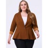 Agnes Orinda Women's Plus Size High-Low Peplum Button Work Elegant Blazers - image 2 of 4