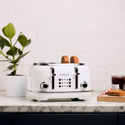 Ivory 4-Slice Wide Slot Stainless Steel Toaster with Crumb Tray