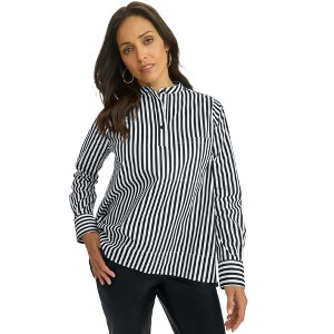 Jessica London Poplin Hi-Low Henley Tunic - 1 of 4