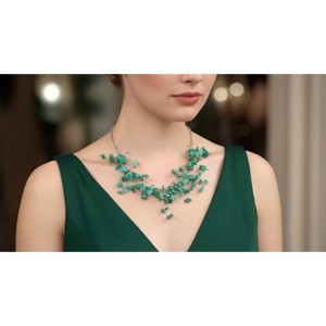 Michelle Marie's Designer Green Malachite Spray Holiday Formal Necklace - 1 of 4