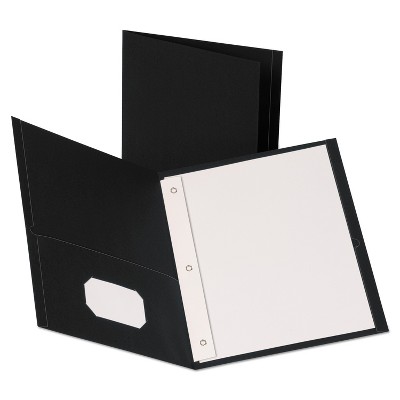 Oxford Leatherette Two Pocket Portfolio with Fasteners 8 1/2" x 11" Black 10/PK 57776