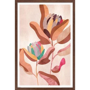 Trends International Reinders: Flowers - Earth Flowers in Floral Terra Framed Wall Poster Prints Mahogany Framed Version 22.375" x 34" - 1 of 4