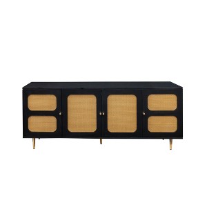 NicBex Rattan Door Sideboard Cabinet Modern Kitchen Storage Cabinet with Adjustable Shelves,Black - 1 of 4