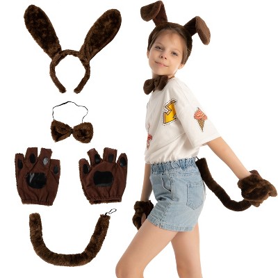 Joyfy Fun Halloween Animal Puppy Costume Kit, Ears & Tail for Adults & Kids, Perfect for Cosplay Costume Parties