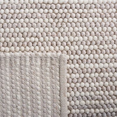Ivory and Beige Hand Woven Wool Area Rug, 2' x 3'