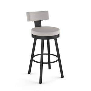 Amisco Morgan Upholstered Counter Height Barstool Gray/Black: 26" Fixed Seat, Steel Frame, Polyurethane - 1 of 4