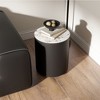 POVISON 16.14'' Round Black Side Table, Modern Sintered Stone Side Table,Modern Minimalist, MDF - 2 of 4