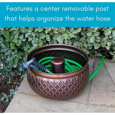 Copper Embossed Steel Decorative Water Hose Pot with Drainage Hole