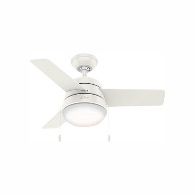 Hunter Fan Company 59301 Aker 36 Inch 3 Blade 3 Speed Wooden Indoor Cooling Ceiling Fan with Light Kit, Fresh White/Natural Wood Finish (2 Pack)