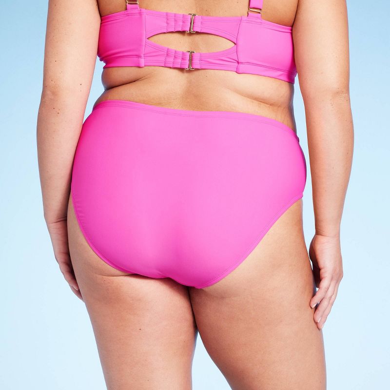 Women's Mid-Rise Full Coverage Bikini Bottom - Wild Fable™ Pink, 3 of 5