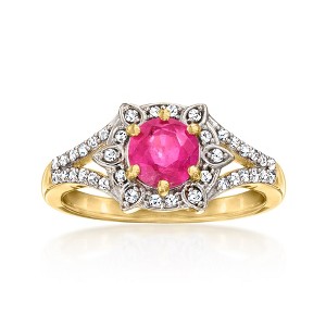 Ross-Simons 0.90 Carat Pink Sapphire and .17 ct. t.w. Diamond Ring in 18kt Gold Over Sterling Size 7 - 1 of 3