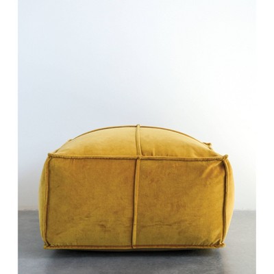 Goldenrod Yellow Square Cotton Velvet Pouf