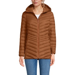 Lands' End Women's Outerwear Wanderweight Ultralight Packable Hooded Long Down Jacket - 1 of 4