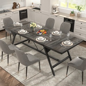 Aheaplus Farmhouse Dining Table for 8 People, 70.8-Inch Rectangular Wood Kitchen Table - 1 of 4